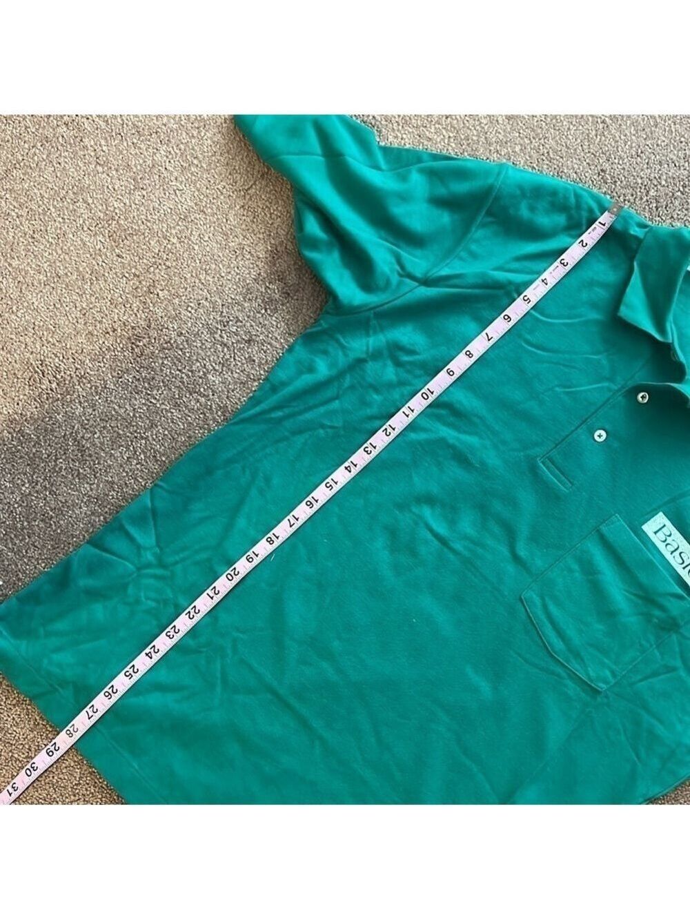 Outer banks vintage “Basic”  advertisement polo shirt. Size L. Green. - Picture 9 of 9